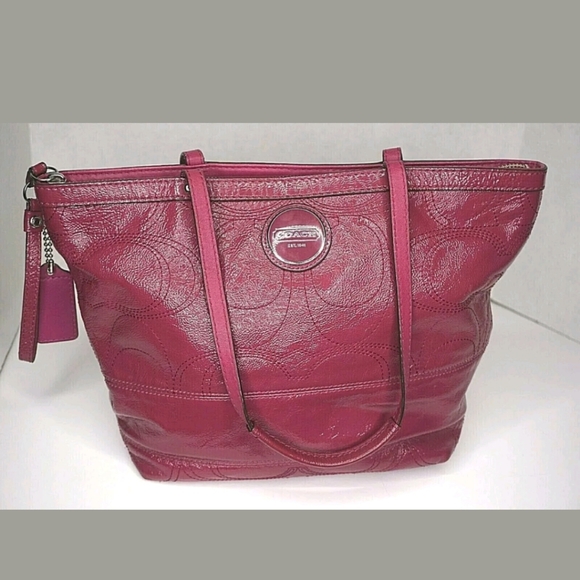 Coach Handbags - Coach pink leather shoulder purse tote shiny